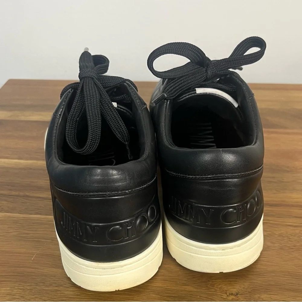 Jimmy Choo Hawaii Leather Black Low Top Sneaker 42